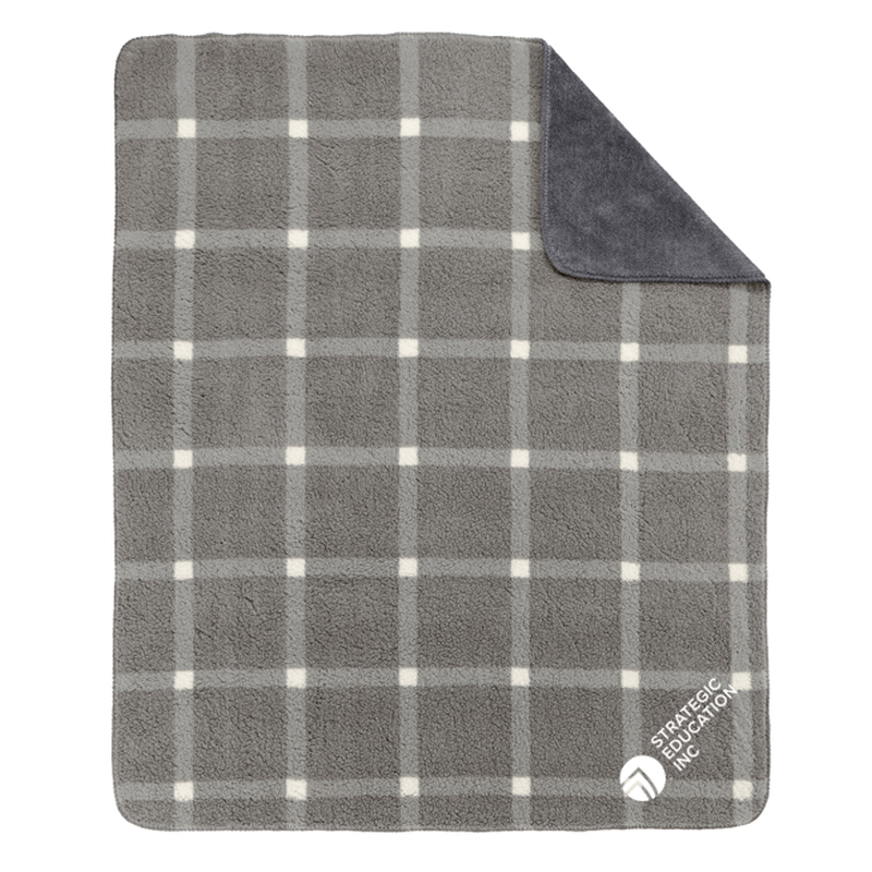Port Authority® Double-Sided Sherpa/Plush Blanket - Marshmallow/ Grey Window Pane