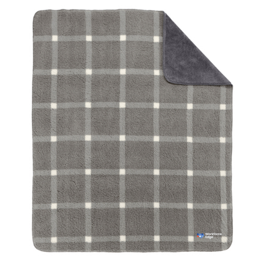 Port Authority® Double-Sided Sherpa/Plush Blanket - Marshmallow/ Grey Window Pane