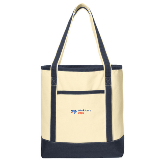 Port Authority® Large Cotton Canvas Tote - Natural/Navy