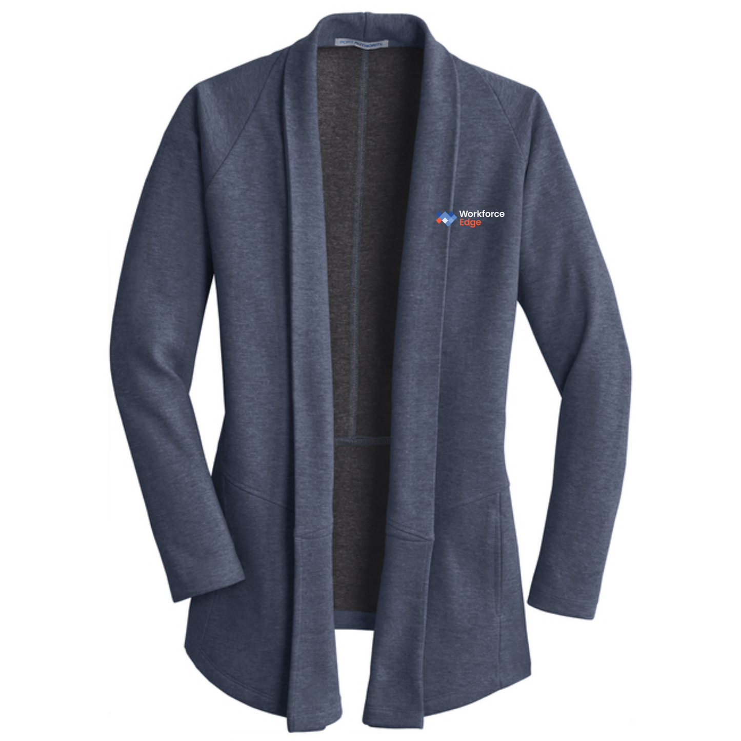 Port Authority® Women's Interlock Cardigan - Estate Blue Heather/Charcoal