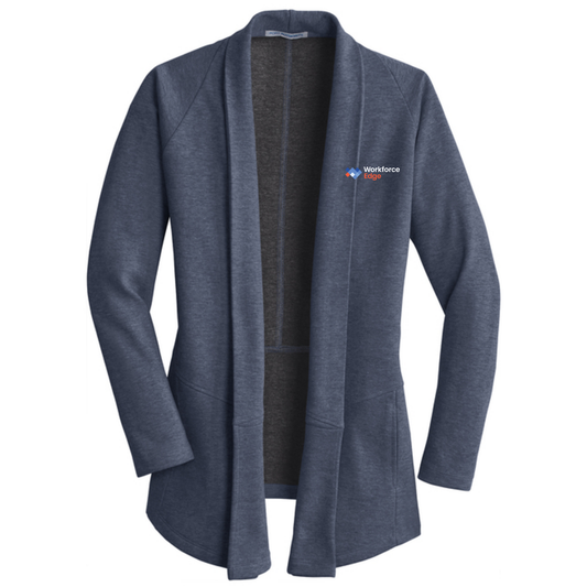 Port Authority® Women's Interlock Cardigan - Estate Blue Heather/Charcoal